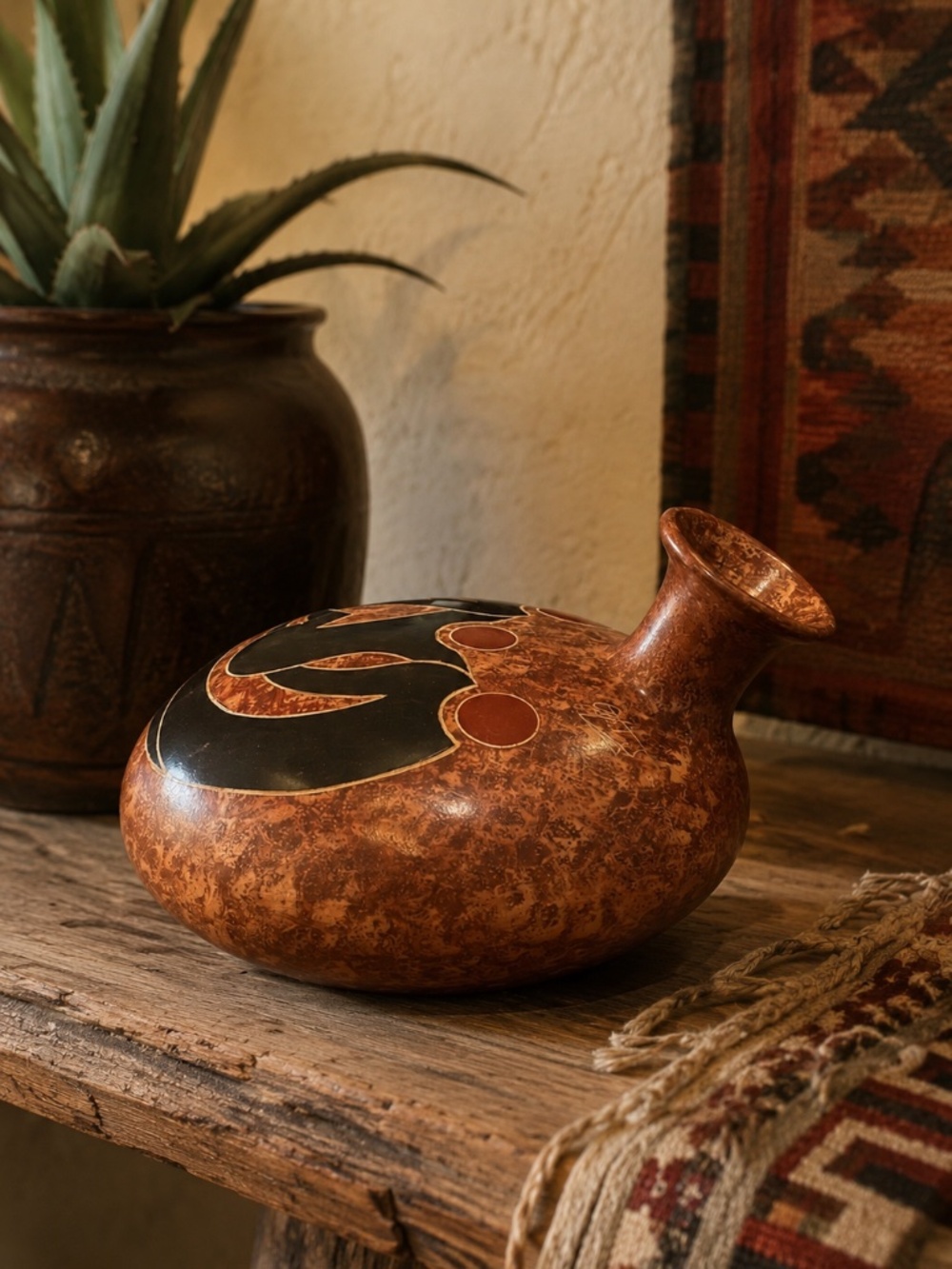 SIGNED STUDIO Pottery Earth Tone Ceramic Vase Hand Thrown Boho Decor